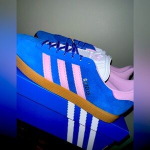 adidas Gazelle Blue and Pink Athletic Shoes